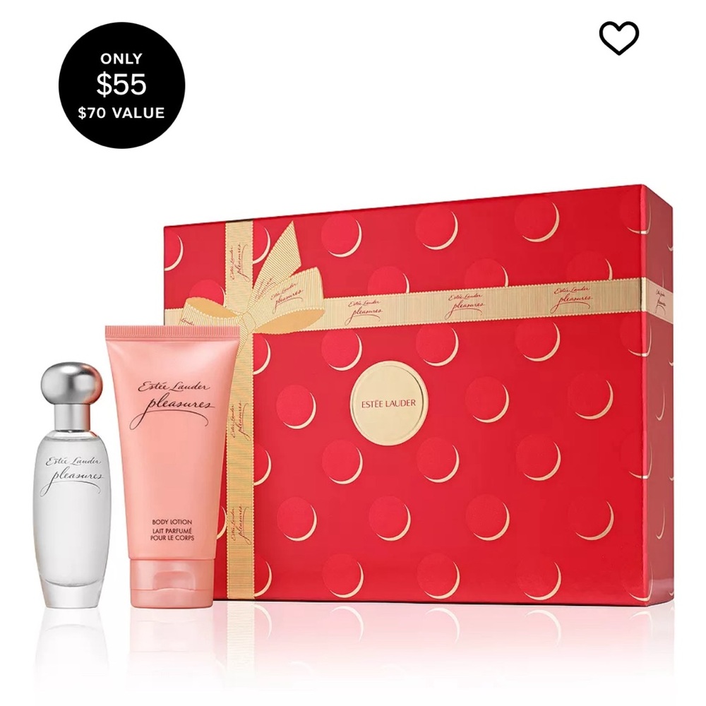 Estee Lauder Pleasures Body Lotion and Fragrance Set - Red and Pink